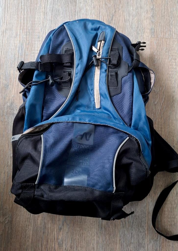 HUMAN NATURE BLAUWE RUGTAS 35 LITER, Sport en Fitness, Bergsport en Wandelen, Zo goed als nieuw, Rugzak, Ophalen of Verzenden