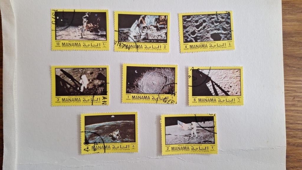 Manama 1969 Apollo 11 Maanlanding Postzegels Collectie, Postzegels en Munten, Ophalen of Verzenden, Gestempeld, Overige thema's
