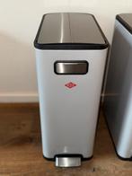 Wesco Prullenbak met 2 Vakken - Wit/RVS, Gebruikt, Met pedaal, Ophalen of Verzenden, Rvs