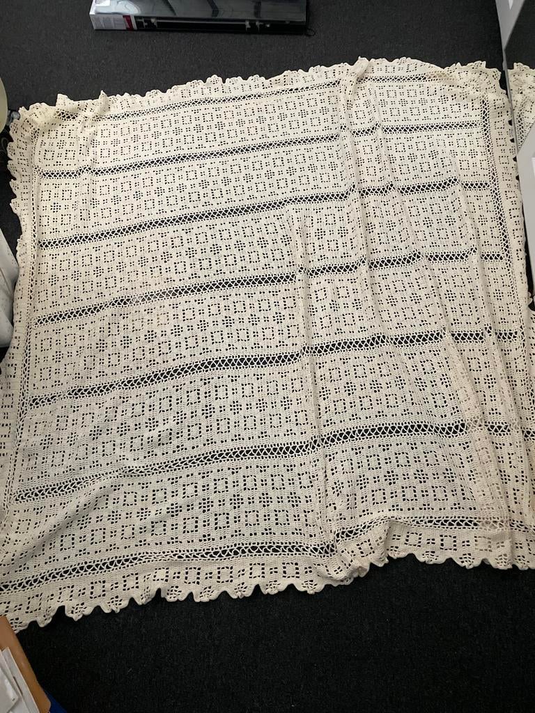 Gehaakte sprei / bedsprei - 175x200 cm, Wit, Tweepersoons, Ophalen of Verzenden, Deken of Dekbed