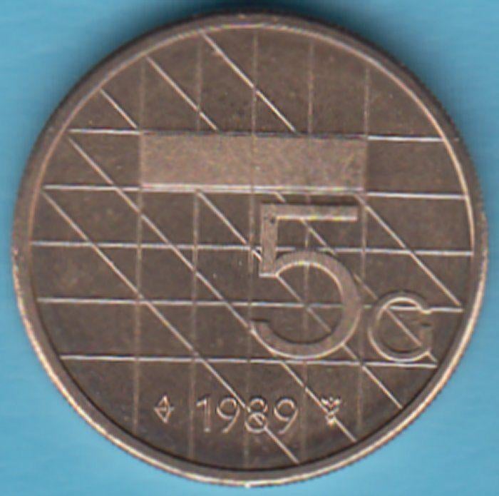 Nederland Vijfje (5 gulden) 1989 UNC in munthouder, Ophalen of Verzenden, Koningin Beatrix, 5 gulden, Losse munt
