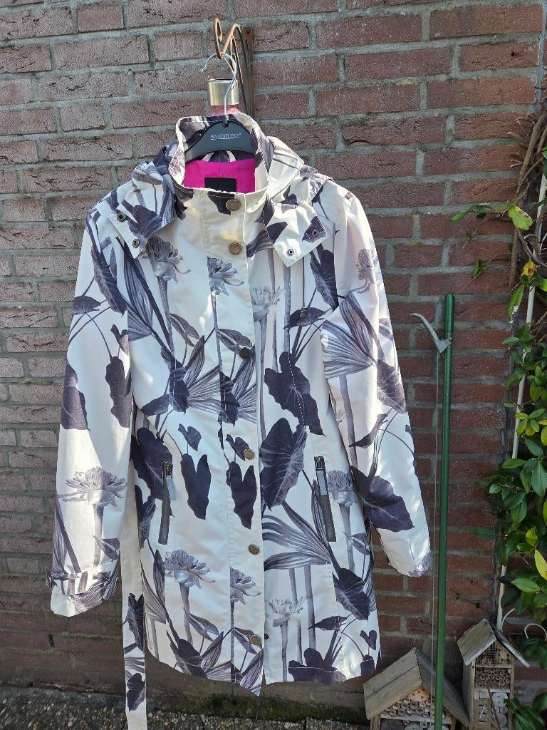 Etage regenjas wit met donker en licht grijs mt. 36, Kleding | Dames, Wit, Etage, Ophalen of Verzenden, Zo goed als nieuw