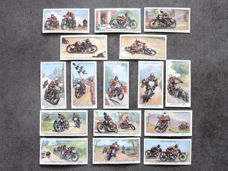 16 verzamelplaatjes Ogden's motor races - Ogden cigarettes, Verzamelen, Automerken, Motoren en Formule 1, Motoren, Ophalen of Verzenden