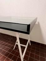 Bureau/Tafel met glazen blad en witte schragen, Ophalen, Gebruikt, Bureau
