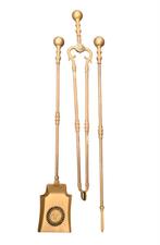 Antieke haardset messing 3-delig openhaardset messing, Ophalen