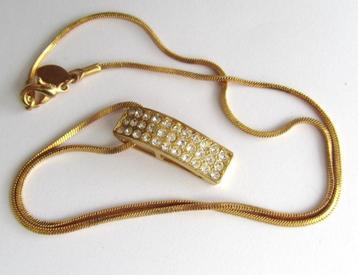 Prachtige set ketting en hanger met kristal, verguld beschikbaar voor biedingen