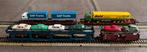 4 autotransport wagons (4234, 4613, 4740,4741) met wagens, Gelijkstroom of Wisselstroom, Wagon, Ophalen of Verzenden, Zo goed als nieuw