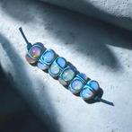 Set van zes lampwork glaskralen met roze oranje accenten, Hobby en Vrije tijd, Kralen en Sieraden maken, Ophalen of Verzenden