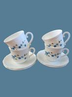 Vintage Arcopal France Veronica kop en schotels (4 stuks), Gebruikt, Ophalen of Verzenden, Glas, Overige stijlen