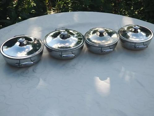 4 Alfra Alessi pannen RVS 85cl & 135cl 18/10 staal Italia, Huis en Inrichting, Keuken | Potten en Pannen, Zo goed als nieuw, Pannenset