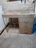 Vintage Stalen Bureau / Werkbank - Industrieel, Ophalen, Gebruikt, Bureau