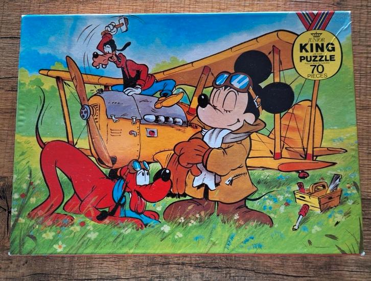 Puzzel van piloot Mickey Mouse, Goofy en Pluto, Kinderen en Baby's, Speelgoed | Kinderpuzzels, Gebruikt, 4 tot 6 jaar, Meer dan 50 stukjes