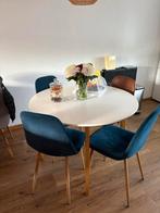 Ronde eettafel 105cm + 5 stoelen, Huis en Inrichting, Ophalen, Gebruikt, Overige kleuren, Vijf, Zes of meer stoelen