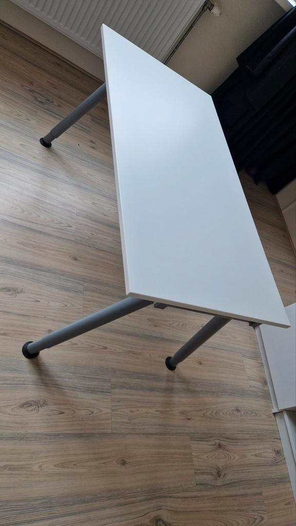 IKEA buro Galant wit 80 x 120, Huis en Inrichting, Bureaus, Zo goed als nieuw, Bureau, In hoogte verstelbaar, Ophalen