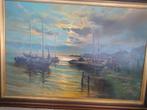 Groot olieverf schilderij - Boten, Antiek en Kunst, Kunst | Schilderijen | Klassiek, Ophalen
