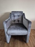 Eetkamerstoelen velvet croco zilver/grijs, Ophalen, Zo goed als nieuw, Vier, Grijs