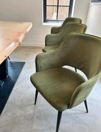 6 groene eetkamerstoelen, Ophalen, Gebruikt, Overige kleuren, Stof