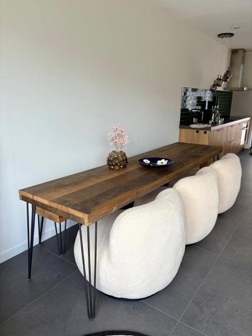 Solid Wood Dining Set – Table, Bench & 3 Swivel Chairs, Huis en Inrichting, Complete eetkamers, Ophalen