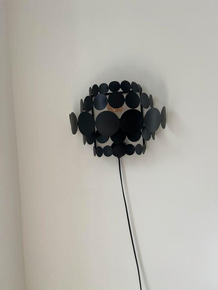 Zwarte lamp woood, Huis en Inrichting, Lampen | Wandlampen, Gebruikt, Metaal, Ophalen