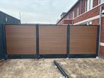 Composiet schutting met betonpalen en platen €185 p/m, Ophalen, Schuifpoort, Zo goed als nieuw, 200 cm of meer