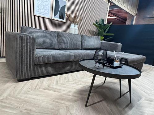 ZGAN Ribstof Hoekbank - Grijs - 308 x 175 / NU €500, Huis en Inrichting, Banken | Bankstellen, Zo goed als nieuw, Hoekbank, Vierpersoons of meer