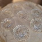 Set van 8 vintage glazen onderzetters – 8,8 cm, Verzenden, Zo goed als nieuw, Glas of Kopje