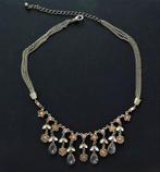 Zilverkleurige ketting met roze glimsteentjes, Sieraden, Tassen en Uiterlijk, Kettingen, Ophalen of Verzenden, Zo goed als nieuw