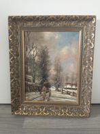 Prachtig Schilderij n. Louis Apol winter landschap, Antiek en Kunst, Ophalen