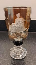 UNIEK Antieke Boheemse Amber Kristallen Bokaal – ca. 1870, Antiek en Kunst, Ophalen of Verzenden