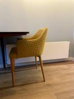 Yellow / wooden upholstered dining chairs, Ophalen, Gebruikt, Overige kleuren, Drie