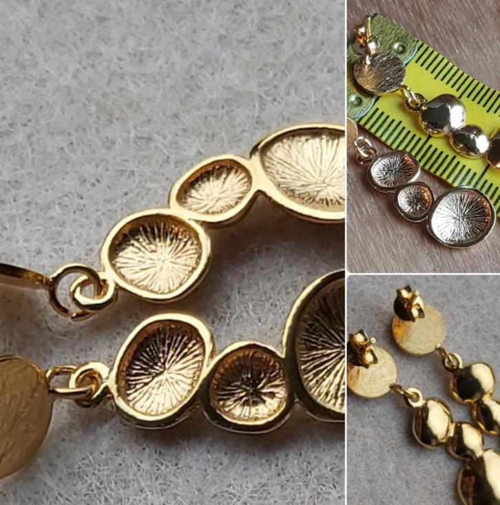 Geel gouden zilveren oorbellen botanisch rendiermos natuur, Sieraden, Tassen en Uiterlijk, Oorbellen, Nieuw, Knopjes of Stekers