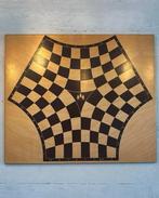 Uniek Houten 3-Speler Schaak- en Dambord 39,5 cm bij 34 cm, Hobby en Vrije tijd, Gezelschapsspellen | Bordspellen, Drie of vier spelers