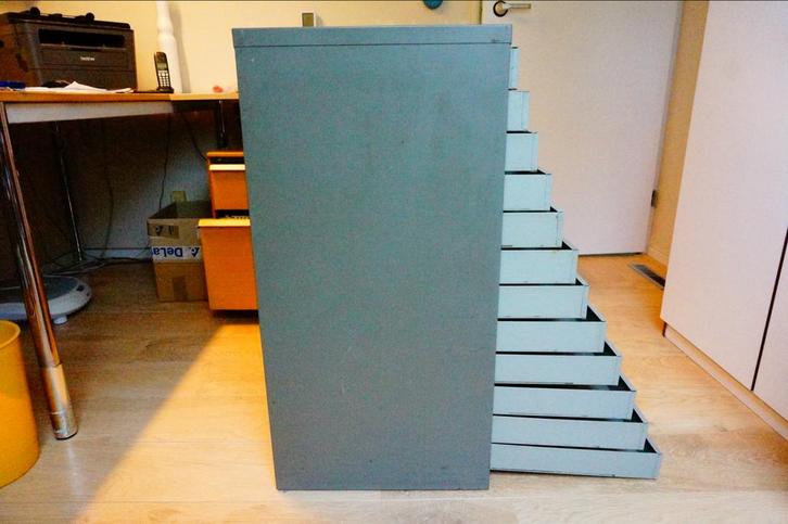 Metalen ladekast - Industrieel design, Huis en Inrichting, Kasten | Dressoirs, Gebruikt, Minder dan 50 cm, 25 tot 50 cm, Met lade(s)