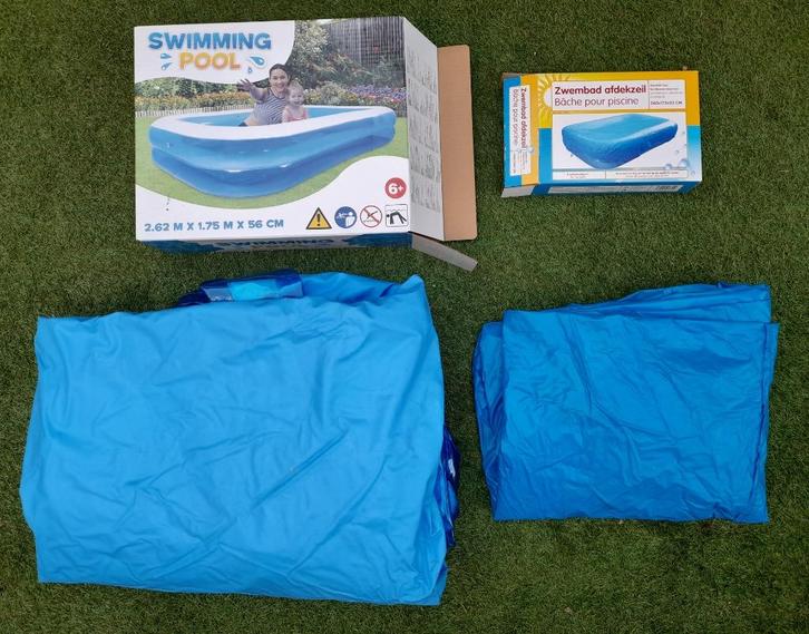 Opblaasbaar XL Zwembad 2.62 m en afdekhoes/afdekzeil, Tuin en Terras, Zwembaden, Gebruikt, Opblaaszwembad, Minder dan 80 cm, 200 tot 400 cm