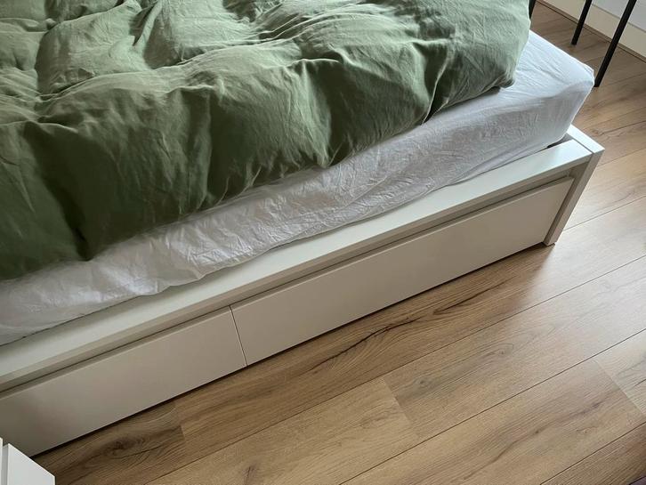 IKEA MALM bedlades wit - 4 stuks, Huis en Inrichting, Slaapkamer | Bedden, Zo goed als nieuw, Tweepersoons, 100 cm, Overige maten