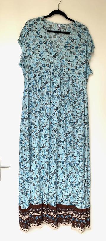 lichtblauwe maxi jurk met paisley print - maat 44