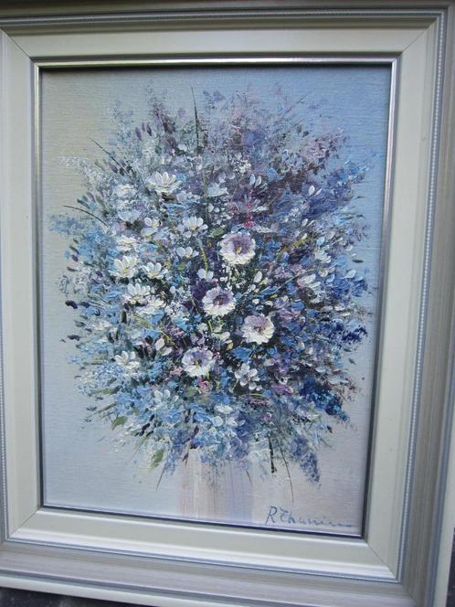 RICK THEUNISSEN, Mooi Wit/Blauw Bloemstilleven in Vaas, Huis en Inrichting, Woonaccessoires | Schilderijen, Tekeningen en Foto's