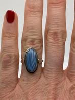 R465 Prachtige zilveren ring blauwe steen maat 16,5, Sieraden, Tassen en Uiterlijk, Antieke sieraden, Ophalen of Verzenden, Zilver