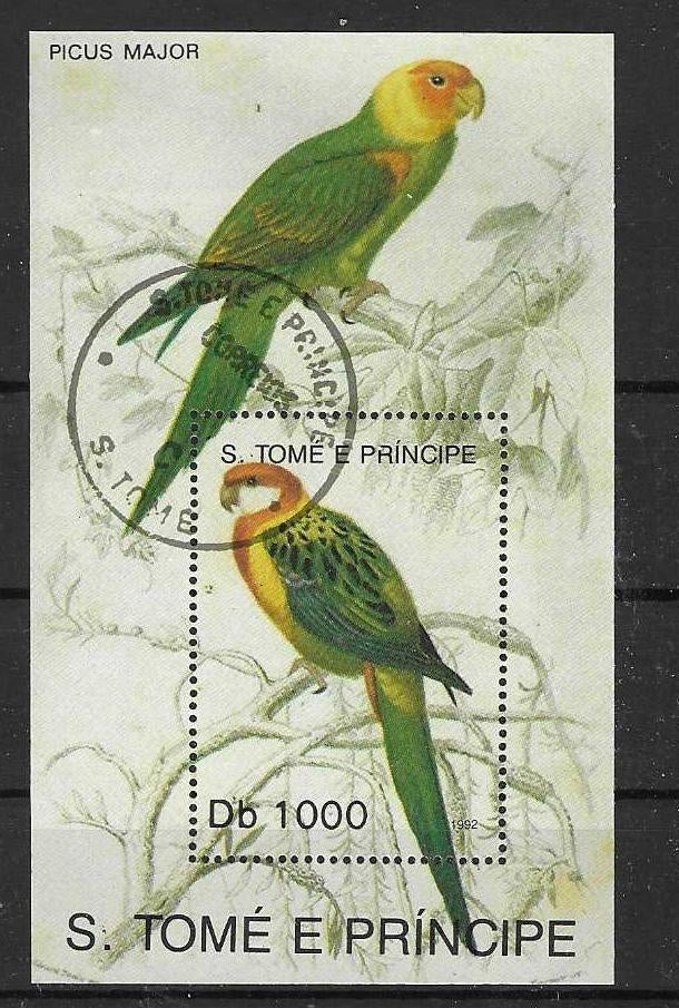 Sao Tomé en Principe Michel blok 286 gestempeld VOGELS, Ophalen of Verzenden, Overige landen, Gestempeld