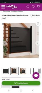 Nieuw VidaXL huisdierkhek traphek uittrekbaar zwart117,5x125, Kinderen en Baby's, Traphekjes, Ophalen of Verzenden, Nieuw, 115 cm of meer