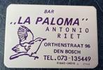 sticker van Bar ' La Paloma " Orthenstraat 96 Den Bosch., Verzenden, Zo goed als nieuw