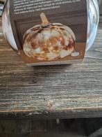 glazen glas pompoen bruin wit met led, Ophalen, Nieuw