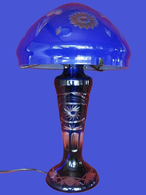 Kobalt - blauw - amethist dômelamp., Antiek en Kunst, Antiek | Lampen, Ophalen