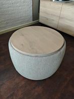 Salontafel / Bijzettafel rond / stof / eiken bovenblad, Ophalen, 50 tot 100 cm, Rond, 50 tot 100 cm