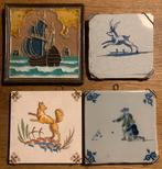 4 antieke tegels Porceleone fles, Zenith, Makkum., Antiek en Kunst, Ophalen of Verzenden