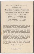 Arnoldus J. Vermeulen 1909 Riel + 1962 Veghel (Java-missie), Verzamelen, Bidprentjes en Rouwkaarten, Verzenden, Bidprentje