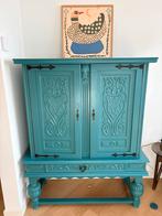 Oude houten kast, turquoise, turkoois, Antiek en Kunst, Antiek | Meubels | Kasten, Ophalen