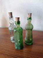 3 vintage flesjes voor in de letterbak 10-11-12 cm, Antiek en Kunst, Curiosa en Brocante, Ophalen of Verzenden