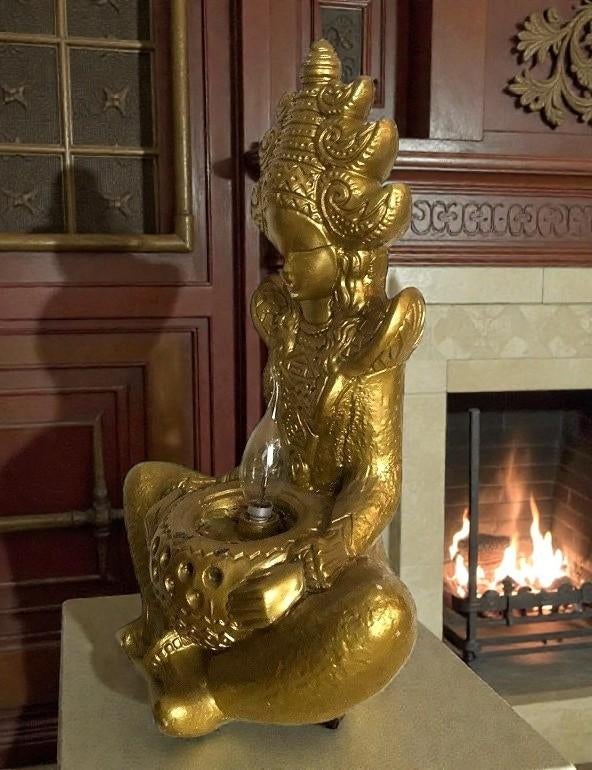 Tafellamp Aziatische beeld vrouw goud lamp / verlichting, Huis en Inrichting, Lampen | Tafellampen, Ophalen of Verzenden, Overige materialen