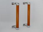 2 Grote Chrome met Amber Catalin - Bakeliet Deurgrepen, Verzenden